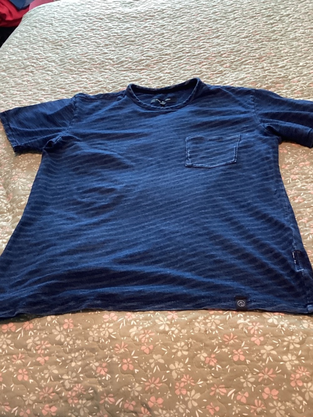 Rag and bone indigo died striped pocket T-shirts short sleeve M